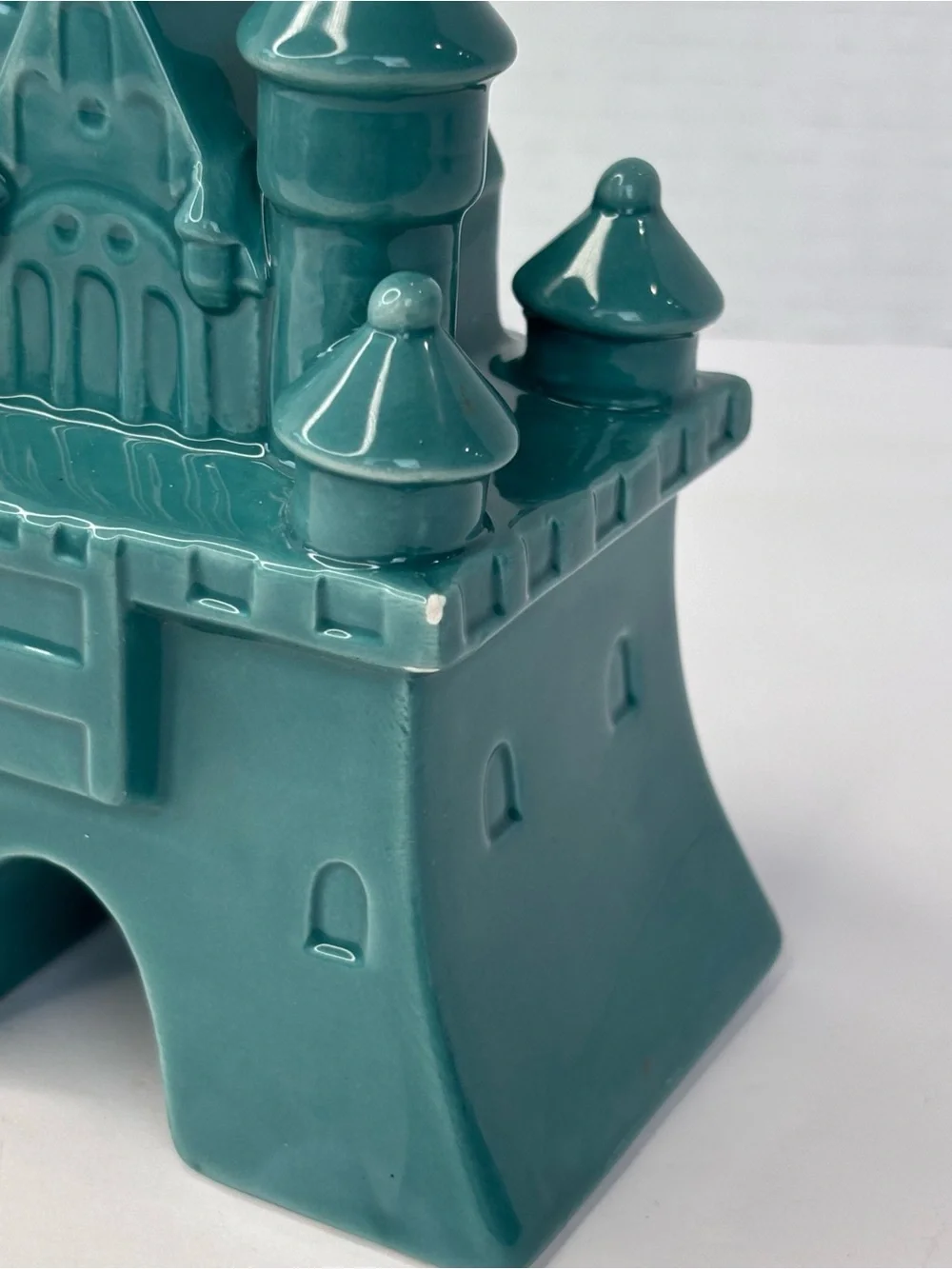 Disney Parks Fantasyland Castle Teal Blue Ceramic Figure Cake Topper Decoration